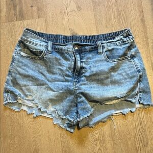 aerie Light Blue Distressed Denim Jean Shorts